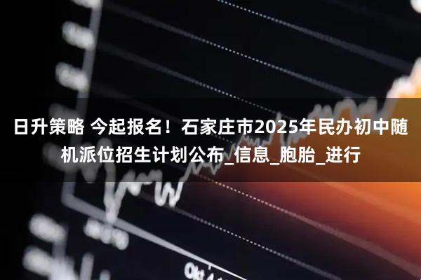 日升策略 今起报名！石家庄市2025年民办初中随机派位招生计划公布_信息_胞胎_进行